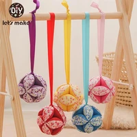 baby rattle toy hand catching cloth ball toys infant interaction colored rattle ball toy with ribbon appease bed hanging
