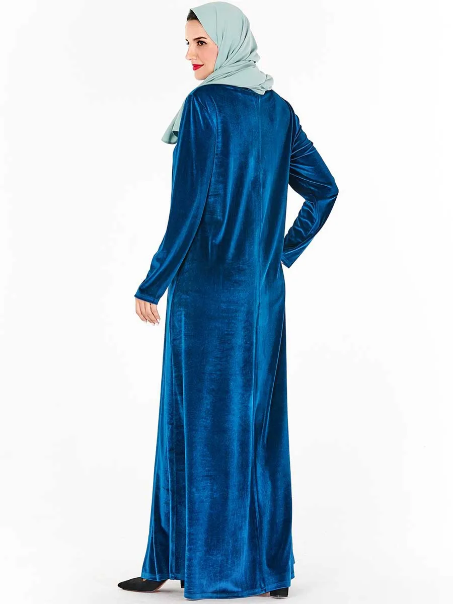 Женский бархатный халат Abayas Пакистан Дубай Турция Исламская одежда вышивка