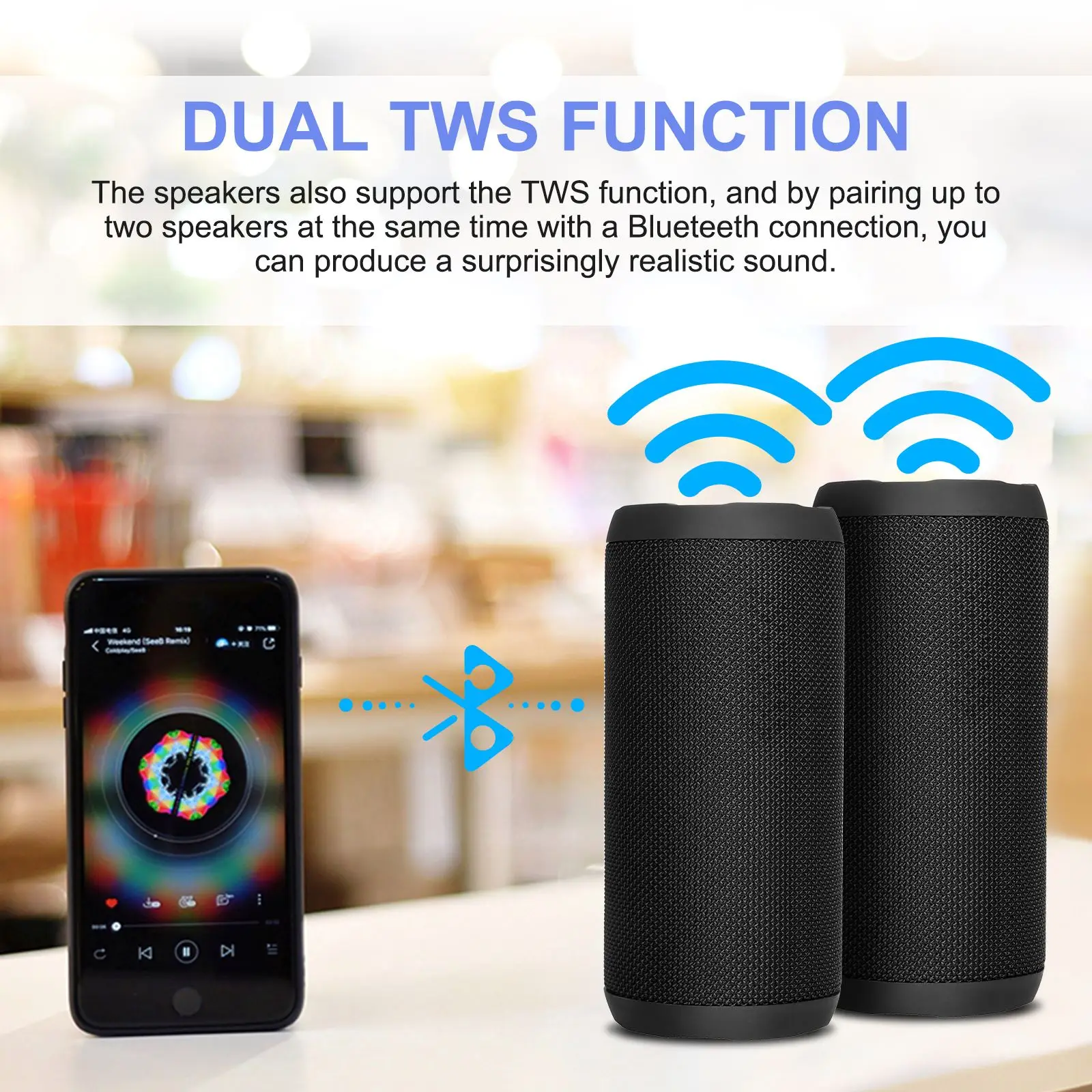 

Portable Speaker Bluetooth Column Wireless Speaker High Outdoor Bass Radio Soundbar With LED Waterproof Bluetooth Speaker