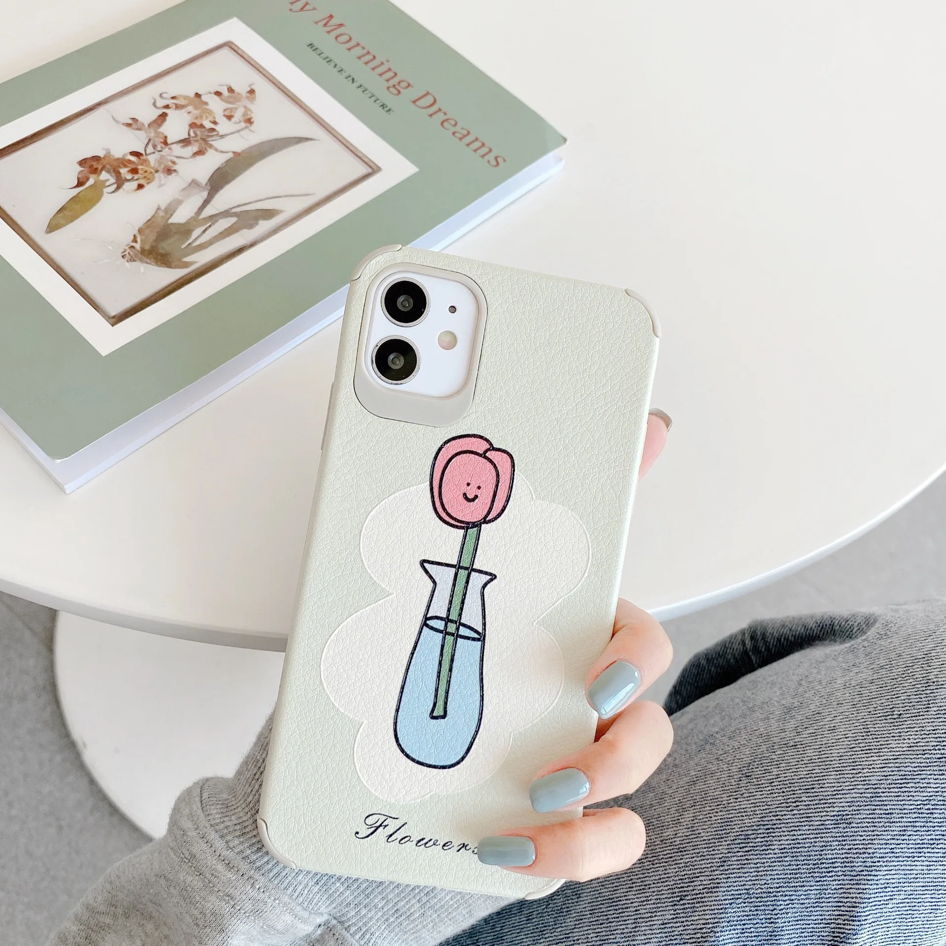 Ретро тиснение ваза цветы искусство корейская мода милый чехол для телефона iPhone