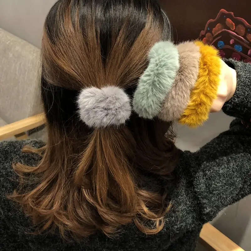 2019 New Winter Plush Scrunchies Women Girl Imitation Mink Elastic Hair Rubber Bands Accessories Tie Ring Holder Headdress |