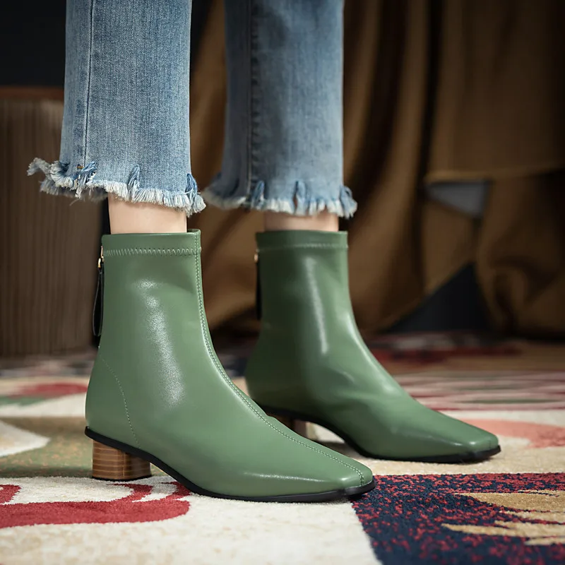 

MORAZORA 2020 New arrival fashion women boots low heel square toe solid color ladies shoes autumn winter ankle boots