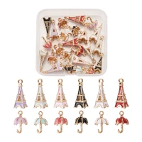24pcs mix umbrellaeiffel tower zinc alloy enamel charms for pendent necklace earrings dangle diy fashion jewelry accessories