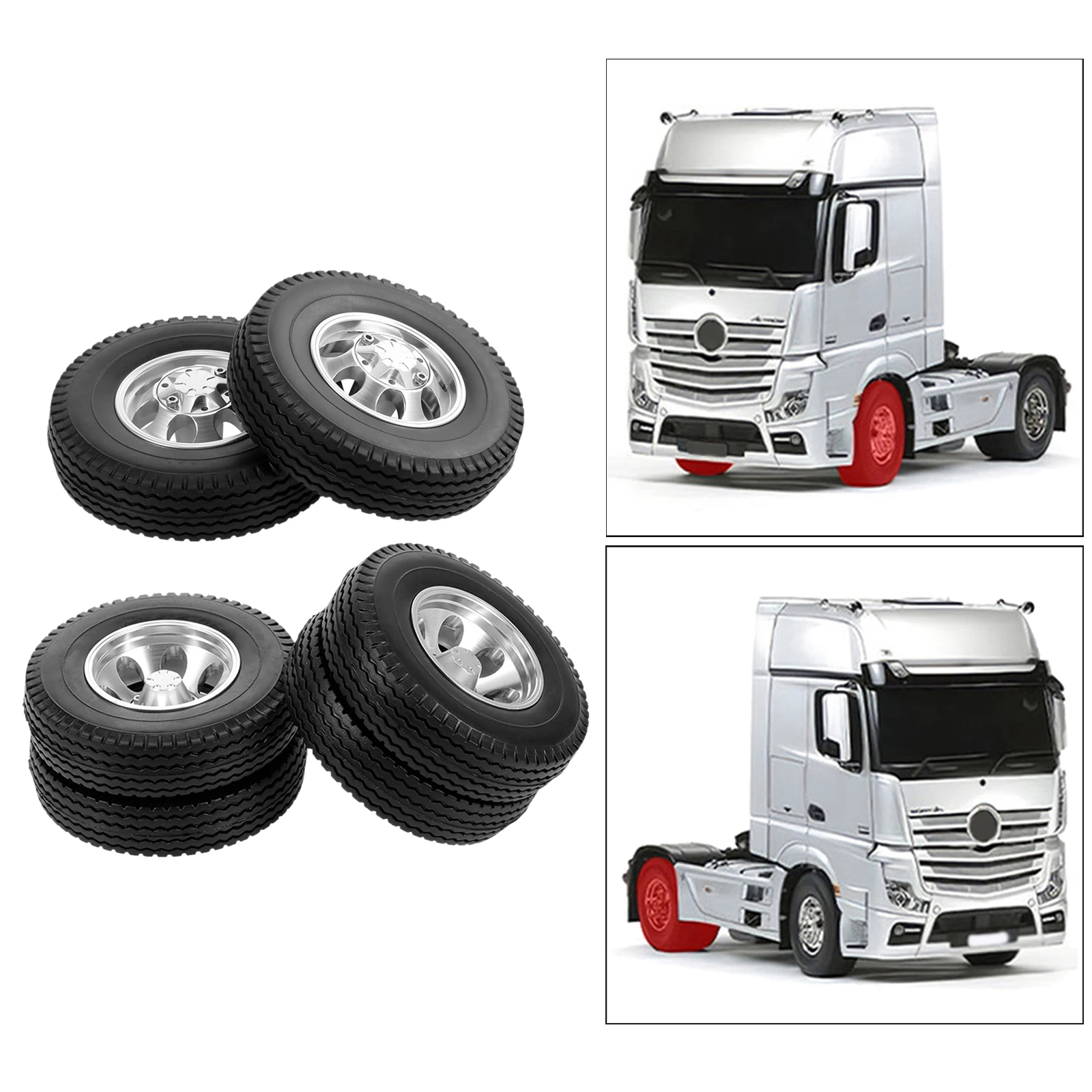 

Tamiya 1:14 2x tires and wheel rim set hub for tractor trucks