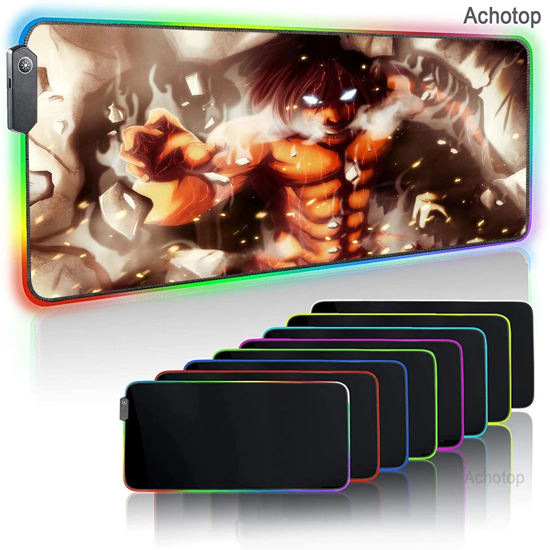 

Large RGB Mouse Pad XXL Gaming Mousepad LED Mouse Mats Shingeki No Kyojin Gamer Mausepad Carpet PC Desk Pad Mat with Backlit