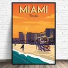 Художественный плакат с изображением Майами-Бич, для путешествий, настенный Декор для дома