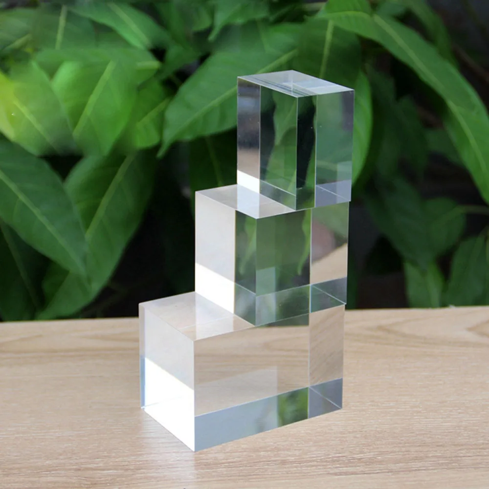 

Transperant Acrylic Rack Square Column Crystal Base Cosmetic Showcase Accessories Photography Prop Ornament Window Block Stand