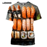 liasoso 3d print japanese foods sushi t shirt novelty graphics harajuku tee woman mens pullover short sleeve tshirt clothing