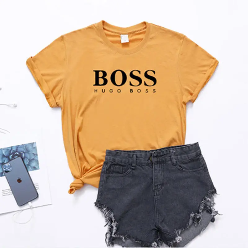 

New Boss Letters Men's Fashion Printed T-shirt Men's Short Sleeve European and American Style in Summer of 2019