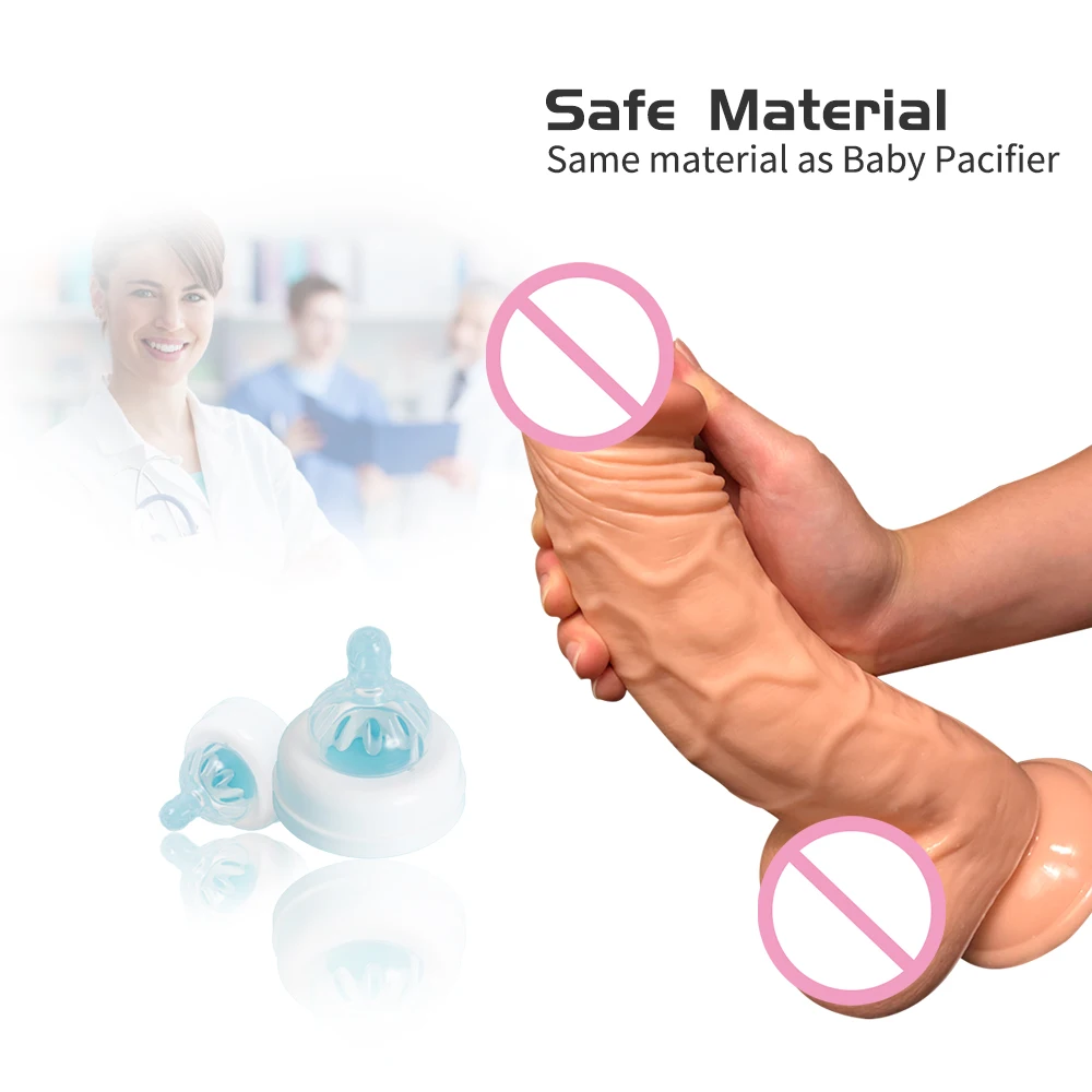 Большой реалистичный пенис на присоске Мягкий силикон фаллоимитатор для женской