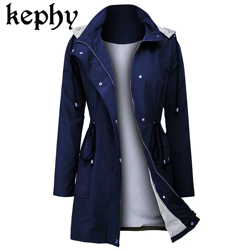 

Casual Hooded Waterproof Long Women's Windbreaker Jacket Women's Water Resistant coat women for autumn autumn clothes women