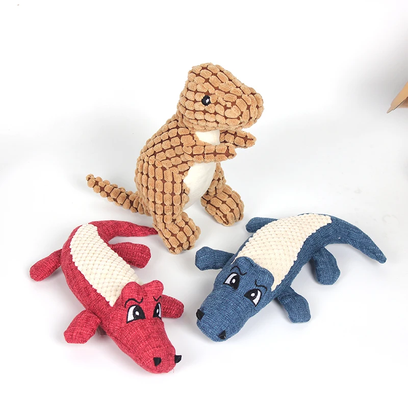 Pet Dog Toy Linen Plush Animal Toy Dog Chew Squeaky Noise CleanTeeth Toy