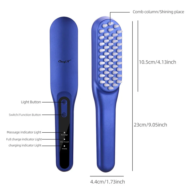 

CkeyiN Magnet Therapy Photon Massager Comb 9 Modes Stress Relief Head Massage Usb Hair Brush Combs Anti Hair Loss Styler