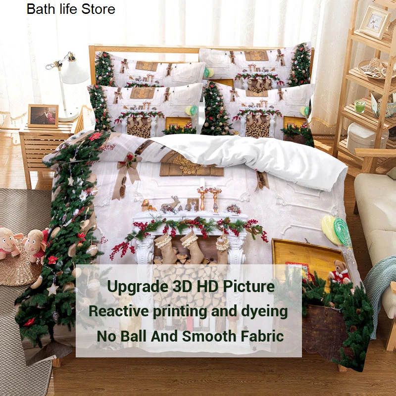 Рождественский Комплект постельного белья пододеяльник одеяло подушка чехол