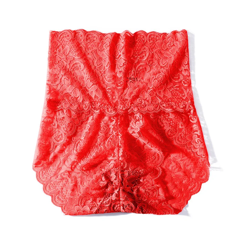 

High-waist Lace Panties Feminine Temptation Seamless Large Size Belly Transparent Briefs Pure Cotton Breathable and Comfortable