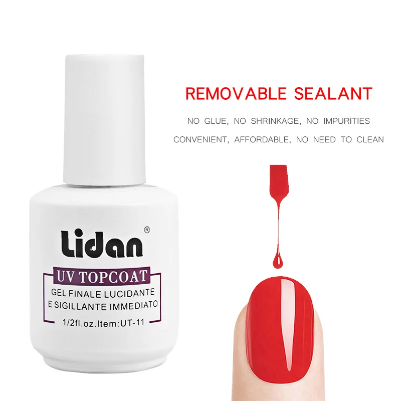 Lidan 15 мл прочное яркое неочищенное верхнее покрытие гель для ногтей прозрачный