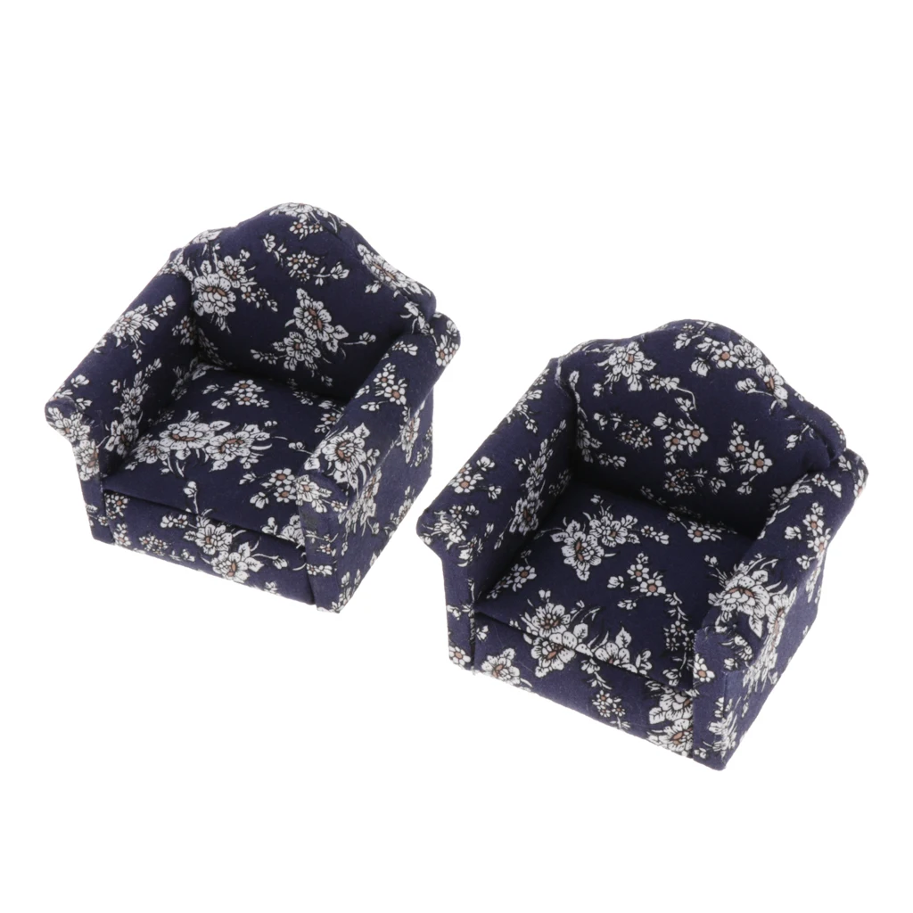 

1/12 Doll House Room Furniture Upholstered Couch Single Sofa Loveseat Settee