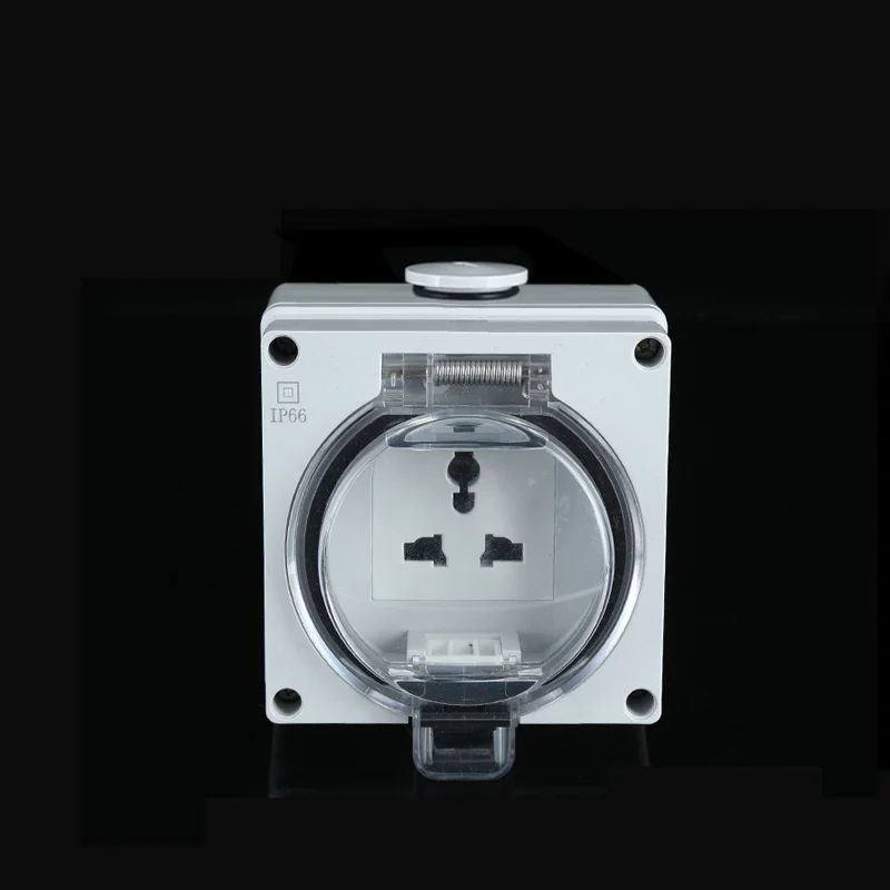 

Ip66 Universal Standar Weatherproof Socket Waterproof Dustproof Outdoor Wall Power Outlet 16A Bathroom Socket