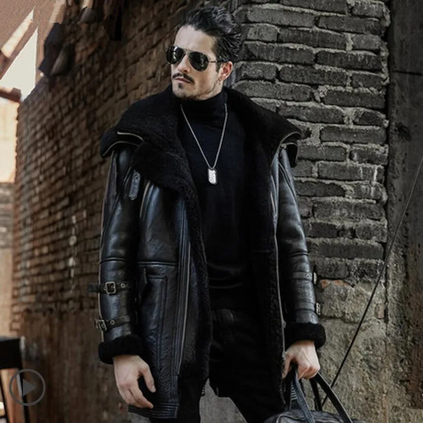 Натуральная кожа куртка мужская дубленка Утепленная зимняя густой мех верхняя