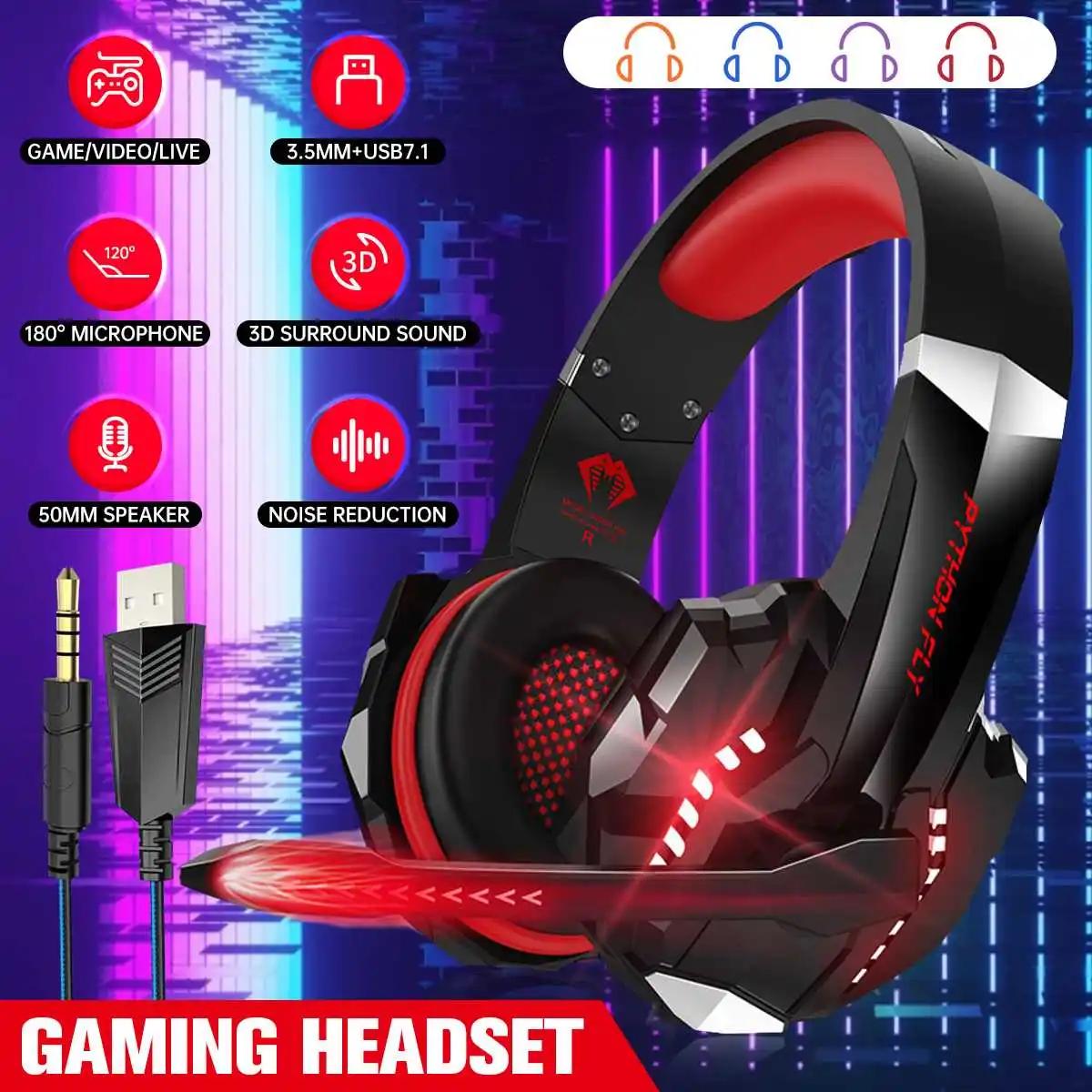 

New Game Headphones Gaming Headsets Bass Stereo Over-Head Earphone Casque PC Laptop Microphone Wired Headset For Computer Xbox