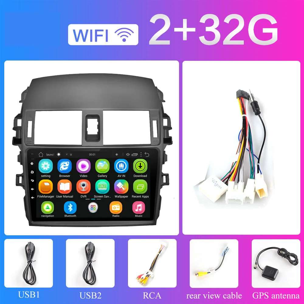 2G 2din 2.5D Android 8,1 Автомобильный мультимедийный dvd-плеер для Защитные чехлы для сидений, сшитые специально для Toyota Corolla 2007 2008 2009 2010 2011 2012 2013 автомобиль радио gps навигации - Цвет: 2G