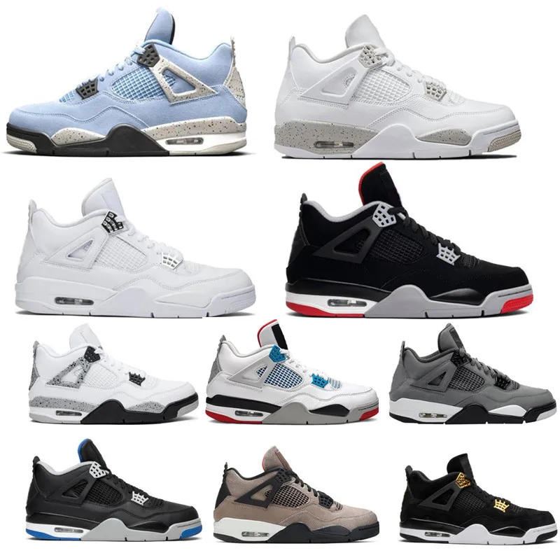 

2021 Mens White Oreo University Blue 4 Fire Red 4s Basketball Shoes Taupe Haze Bred Trainers Sneakers