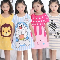 summer short sleeve girl nightwear cute girls nightgown cartoon princess nighties gowns knee length children sleepwear 3 12yrs