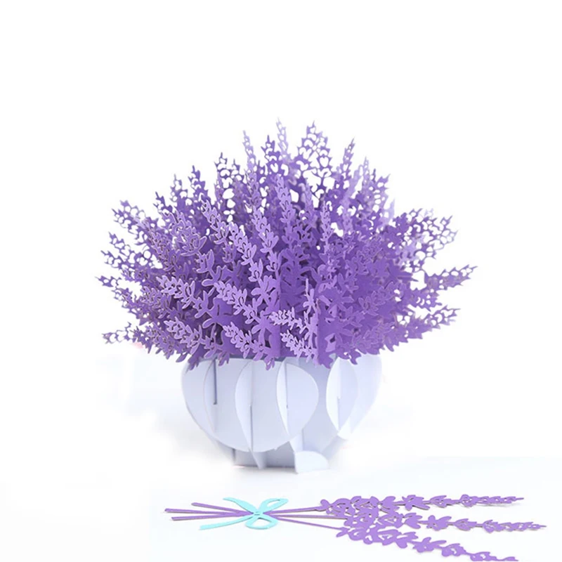 3D всплывающие поздравительные открытки Лаванда лазерная резка почтовая карта на