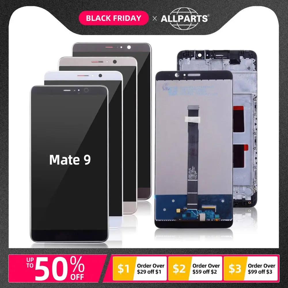 Дисплей для HUAWEI Mate 9 MHA-L29 LCD в сборе с тачскрином на рамке 5.9'' черный белый золото Mocha Gold