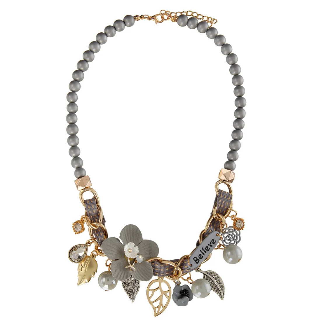 Модный жемчужный цветок листья кулон ожерелье для женщин личности длинный