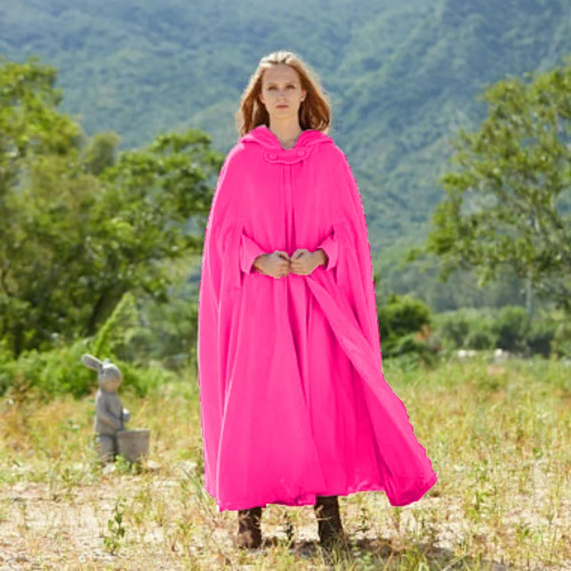 

ZOGAA Women's Cloaks High Quality Solid Designer Vintage Thick Hood Floor-Length Medieval Long Cape Hoods Overcoats Long Cloak