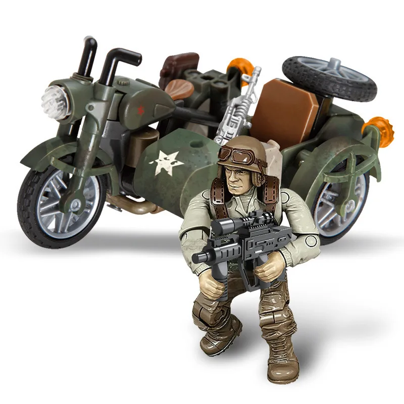 Mega Bloks Military Figures PUBG Soldiers Motorcycle Weapon Pack Gun Bunker Bricks Game Model Building Blocks Toys for Children | Игрушки и