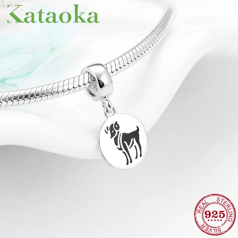 Круглая Форма 925 стерлингового серебра 12 Созвездие овна Подвески Бусины Подходят