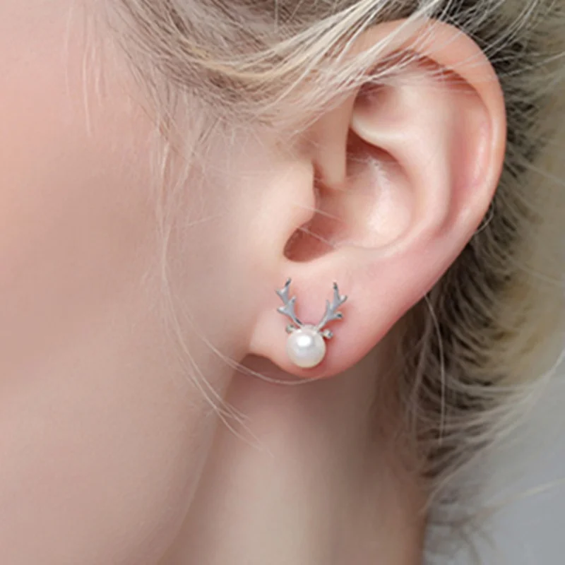 M серьги рождественские Женские Имитация Жемчуга лося серьги-гвоздики с