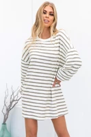 2021 new type dress women loose pullover stripe long sleeve dresses women clothing at home