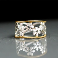 new fashion hollow flower open rings for women statement jewelry accessories girl gift simple vintage blossom rings