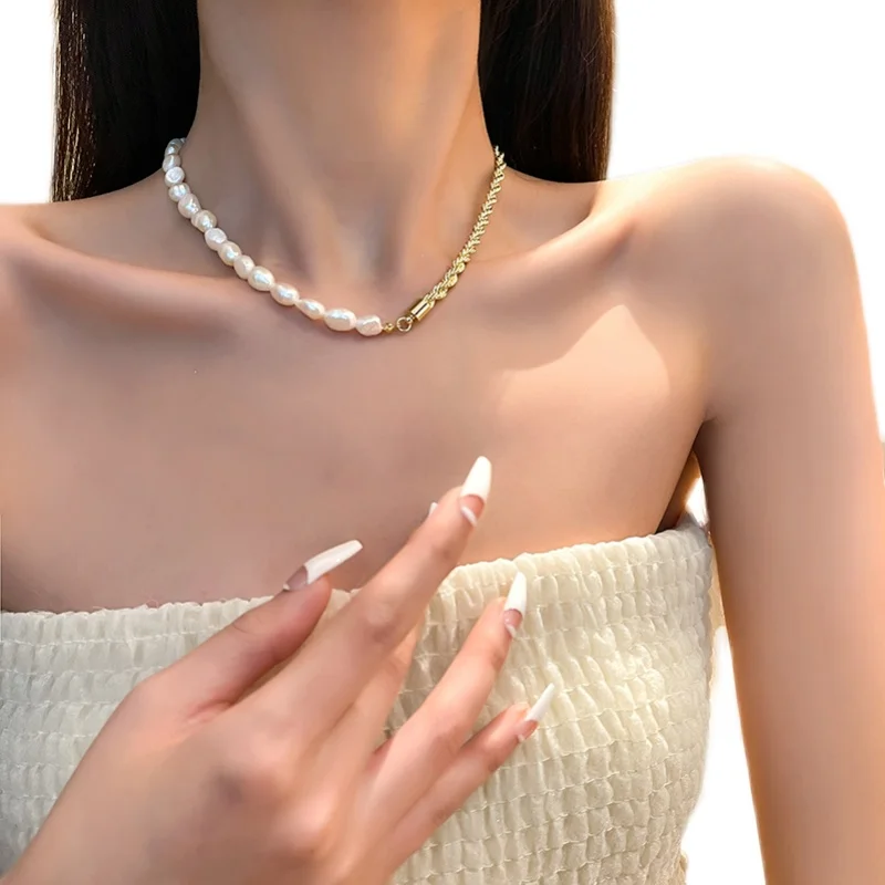 

Cy Natural Freshwater Pearl Necklace Clavicle Chain New Design Sense Light Luxury Minority Advanced