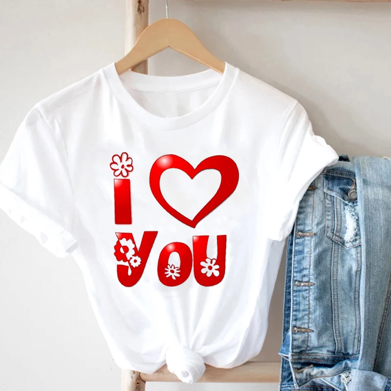 

Gothic Tee T-Shirt Hollow Out Shape Of I Love You Text T-Shirt Women Summer Clothes For Women Basic T-Shirts For Girls Y2k Top