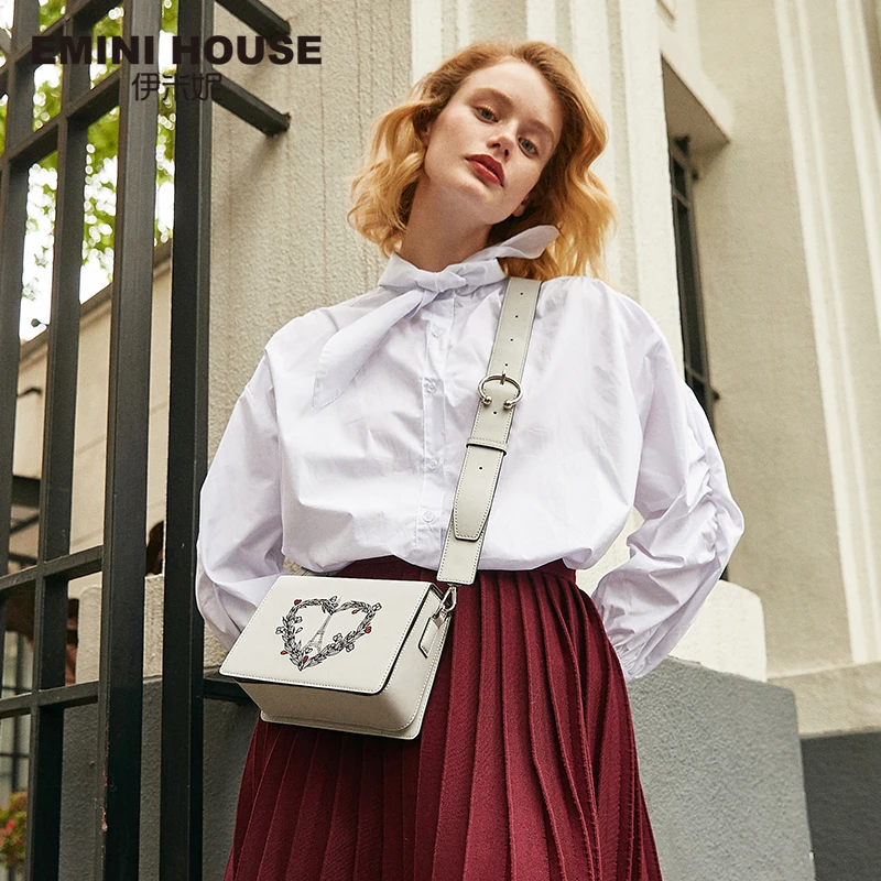 Женская сумка Кроссбоди EMINI HOUSE из спилка и кожи с клапаном на плечо 2019|Сумки