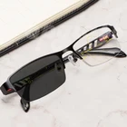 Прогрессивные многофокальные очки для чтения, фотохромные мужские высококачественные пресбиопические очки с защитой от синего света, увеличительные металлические Полуободковые очки