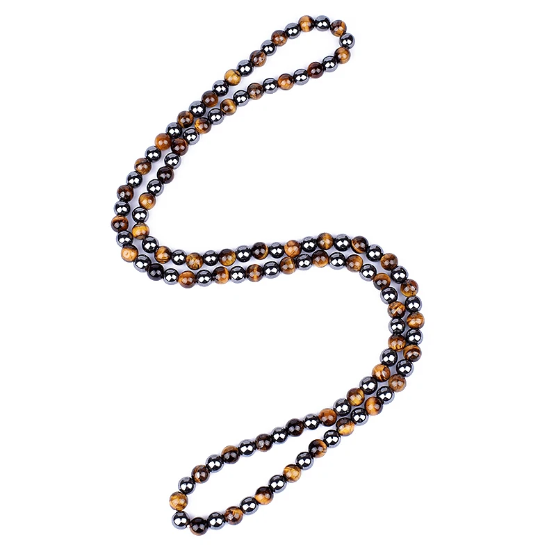 

Hematite Tiger Eye Beaded Necklaces Men Fashion Natural Stone Necklaces Women for Magnetic Health Protection Handmade Jewelry