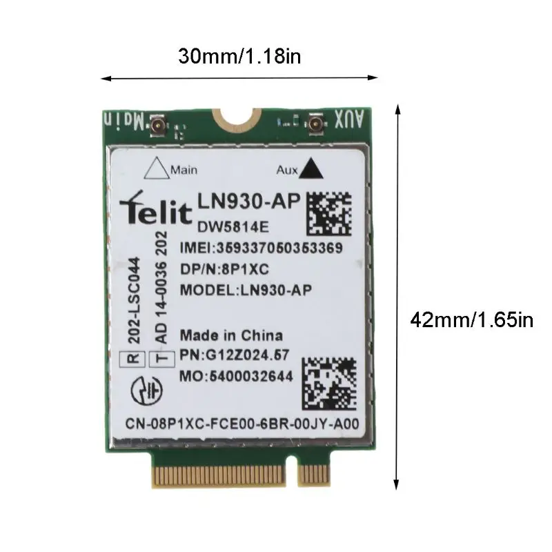 

4G Module Wireless WiFi WLAN Card for Dell DW5814E LN930-AP WWAN Card for Latitude 14" 7480 5480 5285 5580 7480