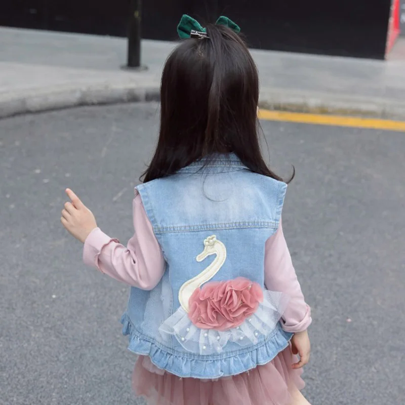 Джинсовый жилет для девочек куртка из денима 8 повседневная верхняя одежда на