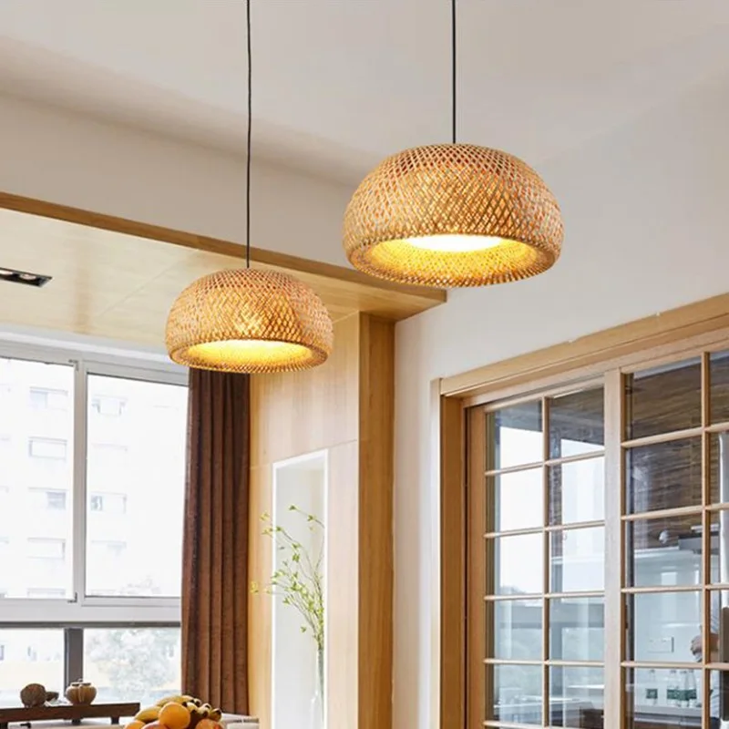Chinese Lantern Bamboo Lampshade Lamp Willow Rattan Suspension Design Decoration Hanging Light Fixture Modern Pendant Lighting hot selling 3 diamond ring pendant crystal lamp fixture led pendant light suspension modern led lustres lighting circles lamp