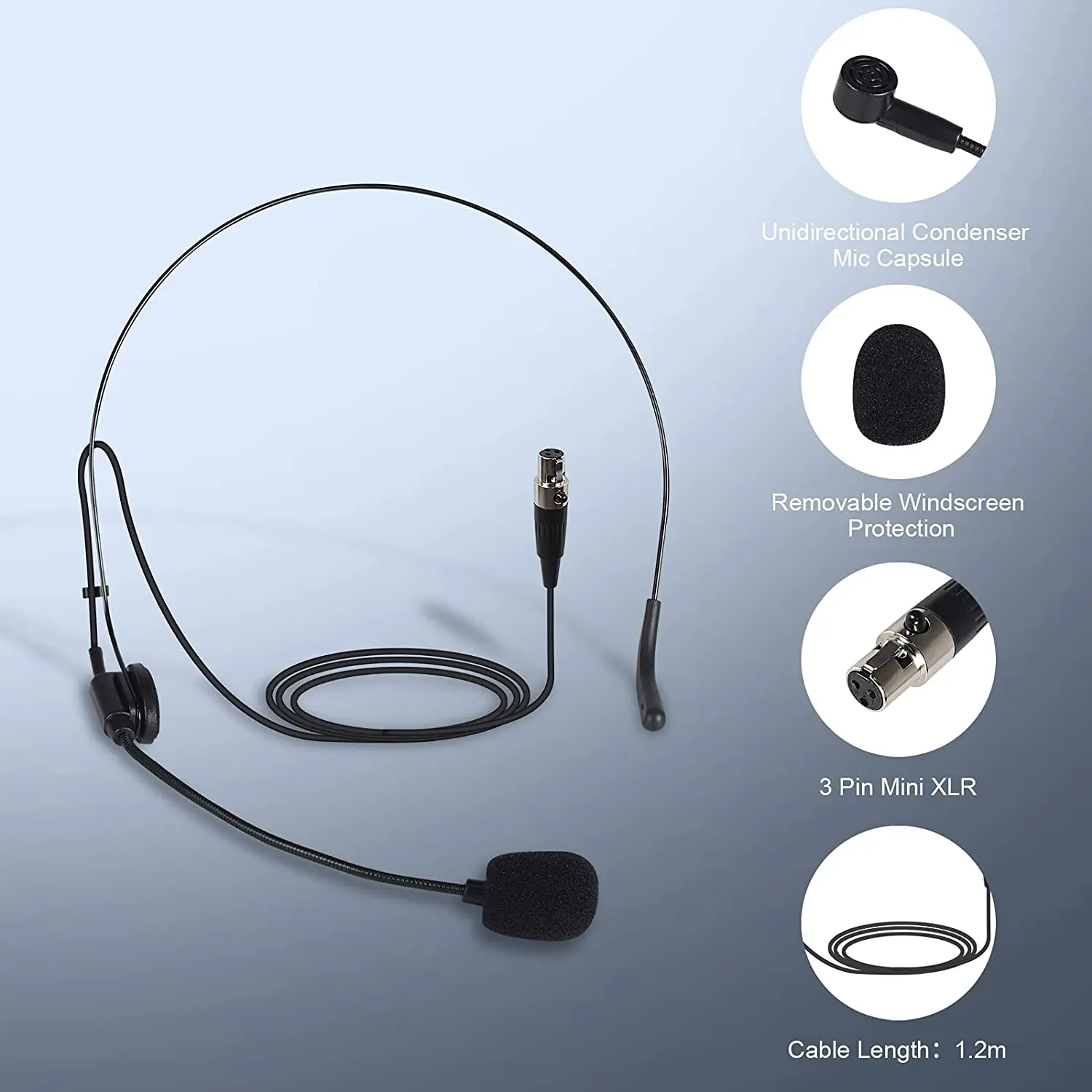Фото Петличный микрофон Phenyx Pro/гарнитура с микрофоном, комплект с мини-разъемом XLR для сценических громкоговорителей, голосовой усилитель, руков... №2