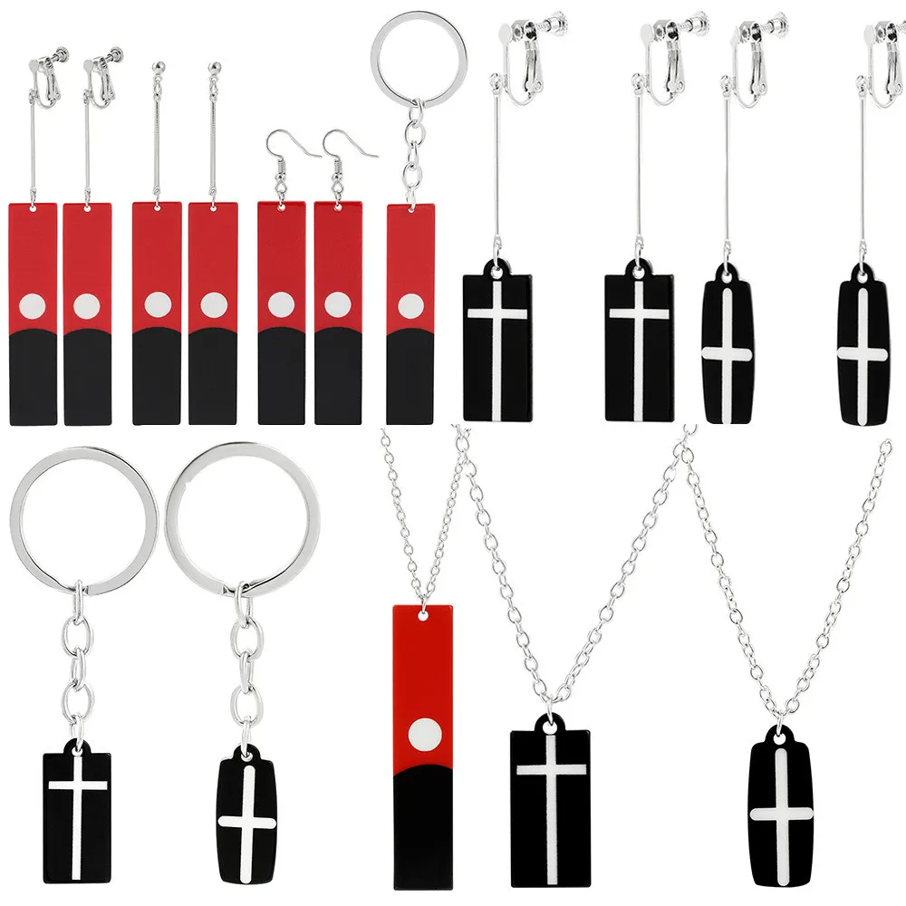 

Revengers Earrings Acrylic Anime Cosplay Props Hanafuda Drop Piercing Earrings For Women Fashion Jewelry Key Chain Accessories