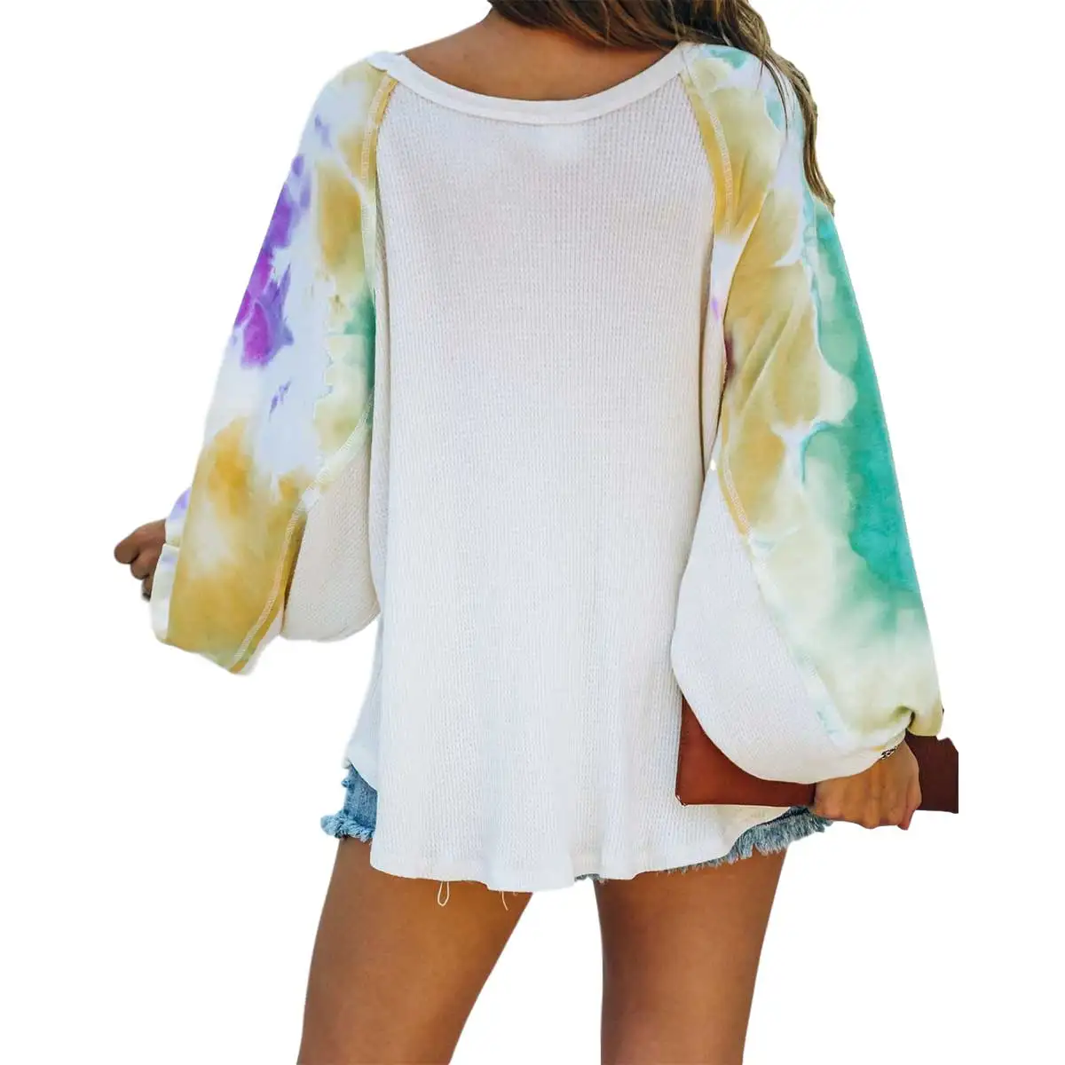 

Women's Summer Shirt, Long-Sleeved Top, Loose Elastic Casual Party Round Neck Dye Printed Clothes