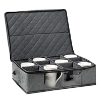 storage box for coffee cups visible containers chest for cups tea mugs sets 12 compartments teacup pouch with lid and handles fo