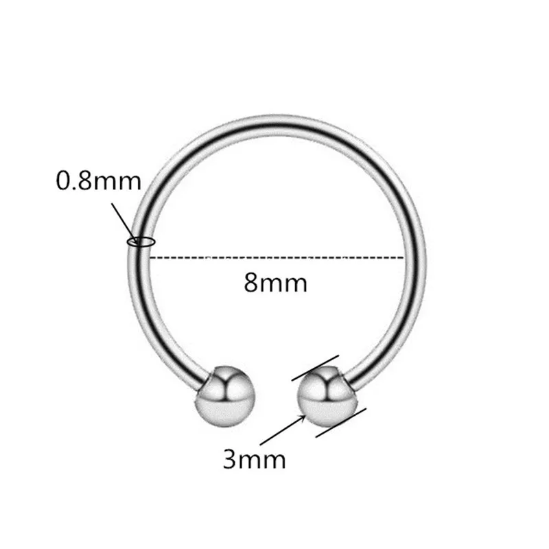 Кольцо для имитации пирсинга носа из нержавеющей стали с C-образным кольцом без