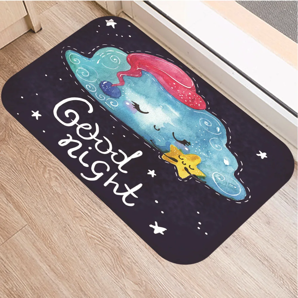 Радужный напольный коврик с рисунком облаков и Луны Противоскользящий для дома